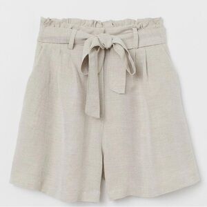 Hm divided linen blend paper bag shorts new with tags